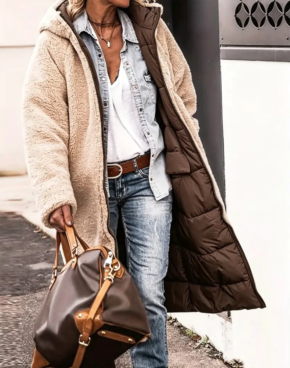 Reversible Hooded Long Coat - photo 4