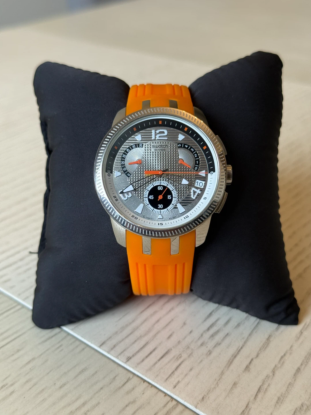 Swatch Irony Chronograph YRS405 Silver & Orange Men’s Watch