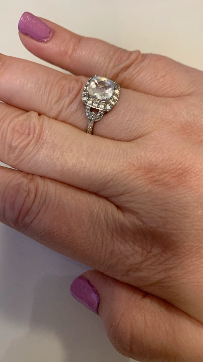 Cushion Cut Halo Silver Tone Ring - photo 2