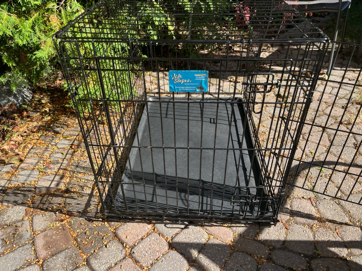 36” Black Folding Dog Crate / 2 Doors / Plastic Liner / Blanket - photo 3