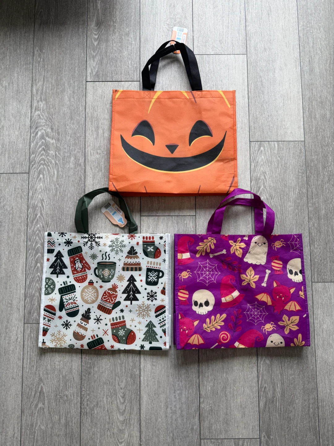 Set of 3 Seasonal Reusable Tote Bags
