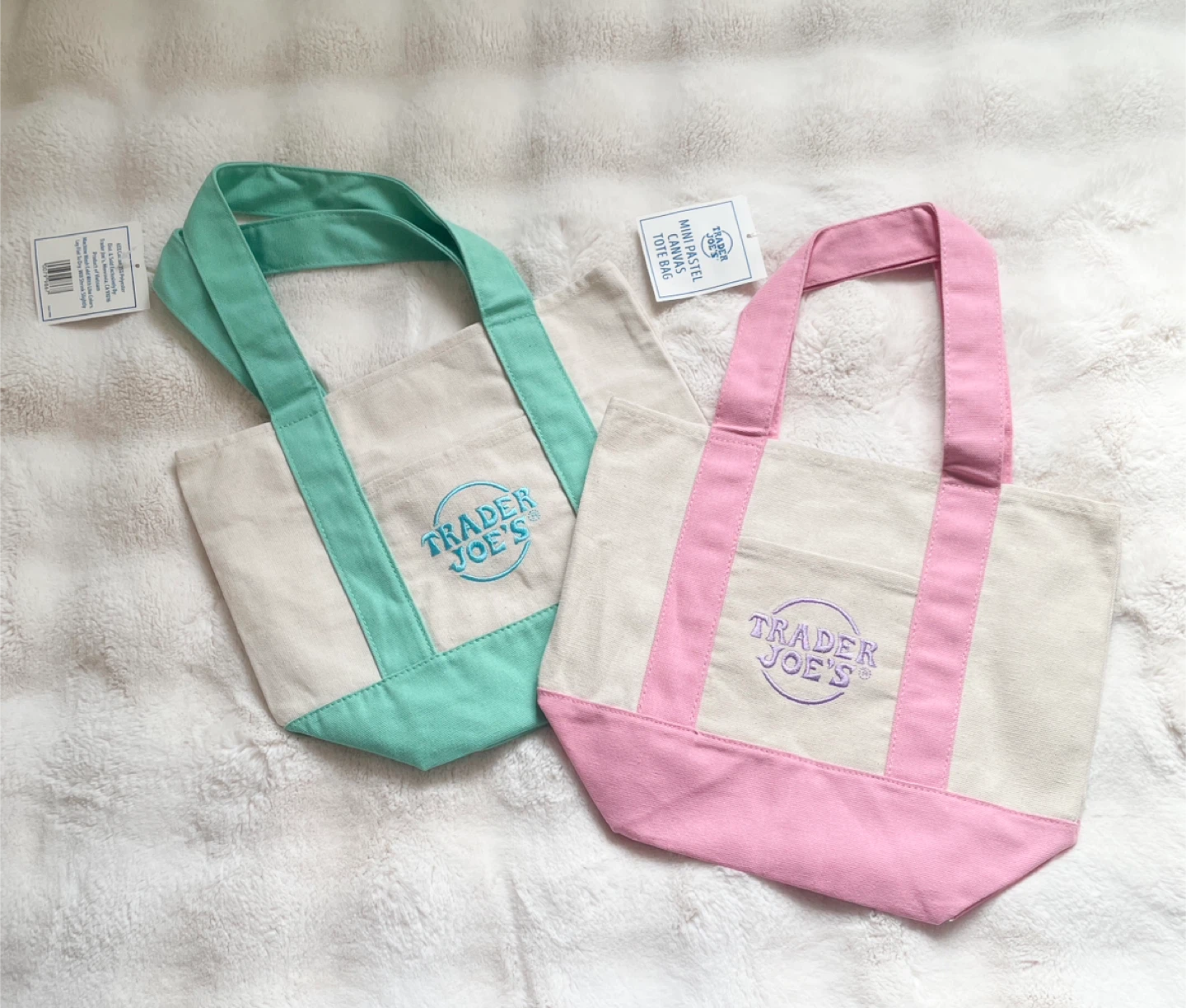 Trader Joe's Mini Pastel Canvas Tote Bags (Set of 2)