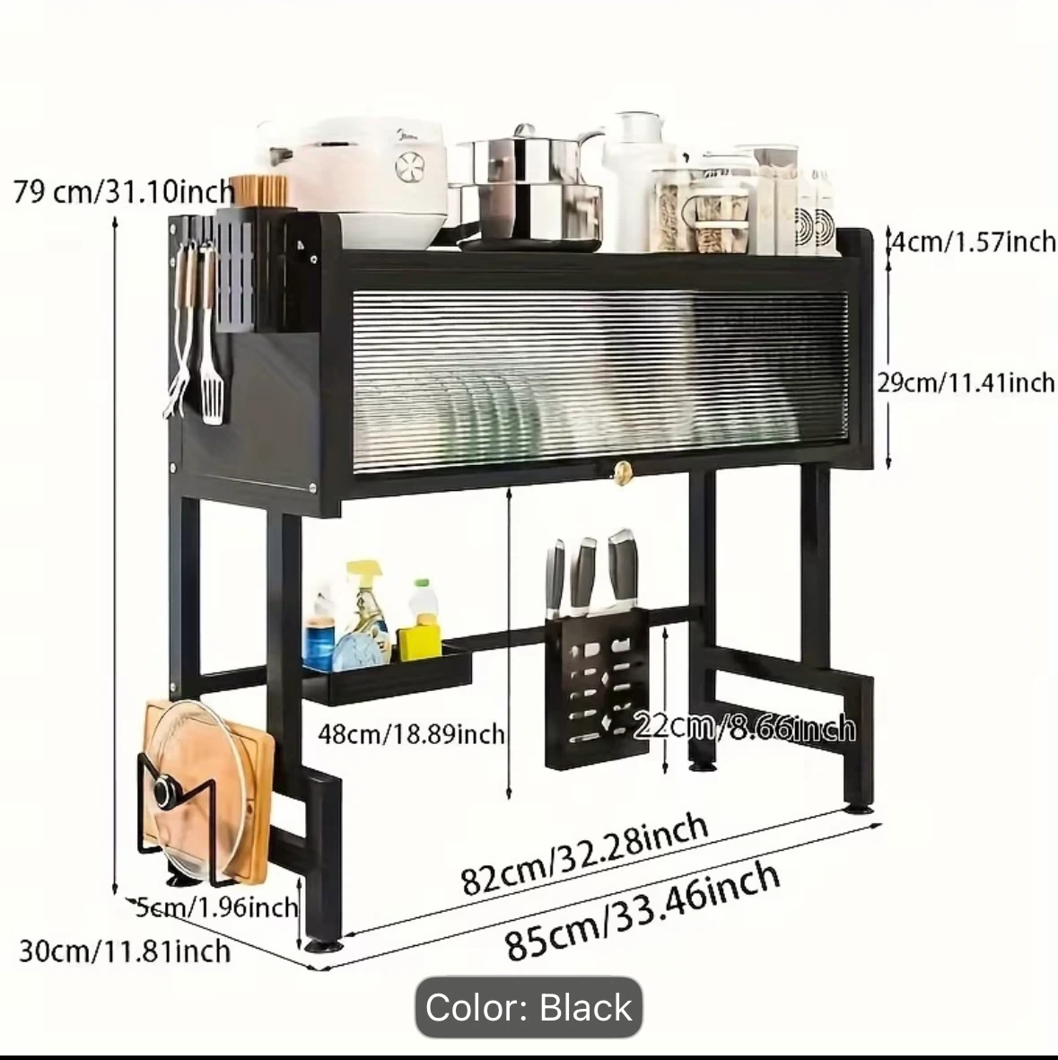 New—Black Over-Sink Dish Drying Rack with Cabinet