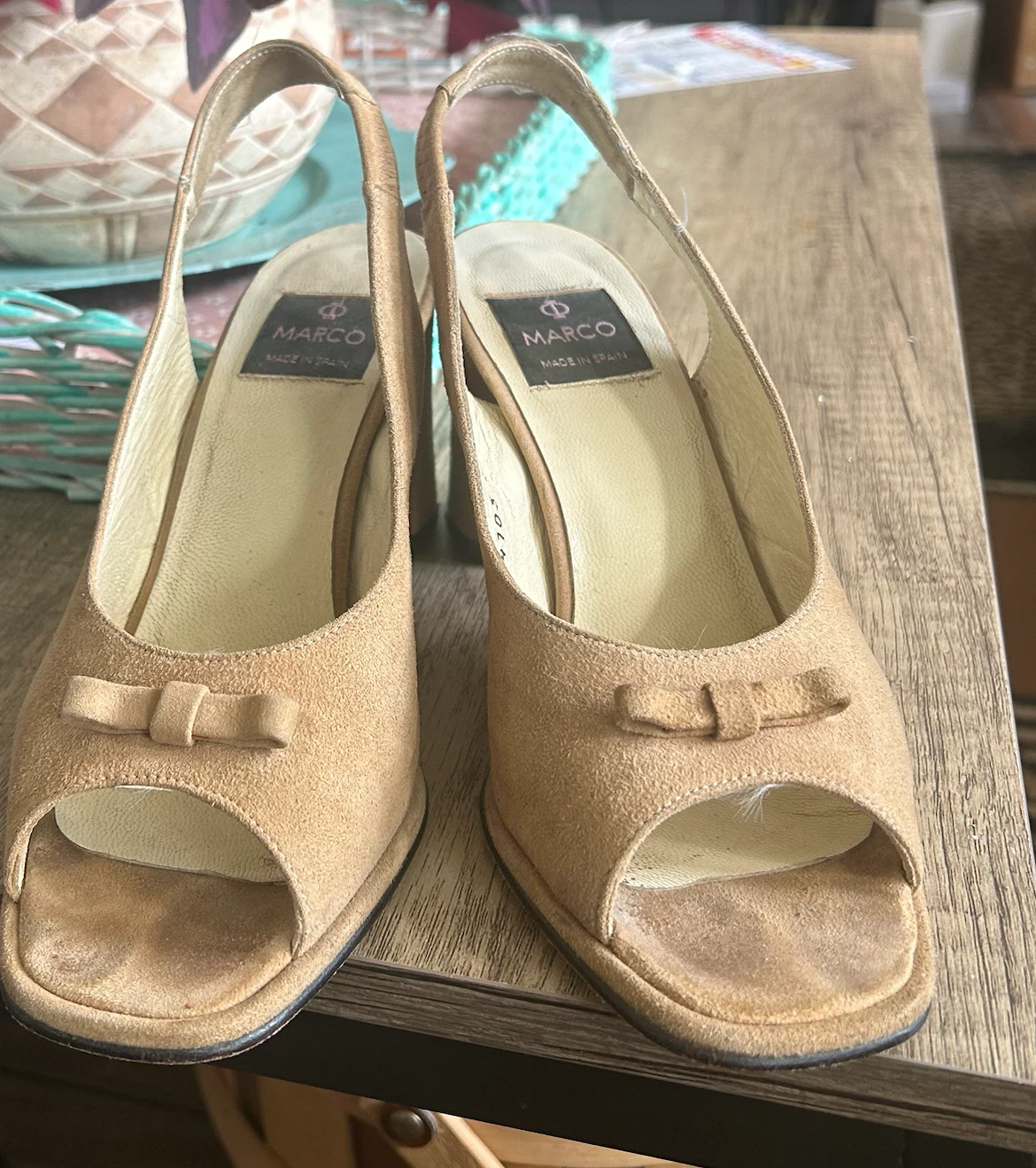 Vintage MARCO Suede Slingbacks / Peep-Toe Heels – Made in Italy
