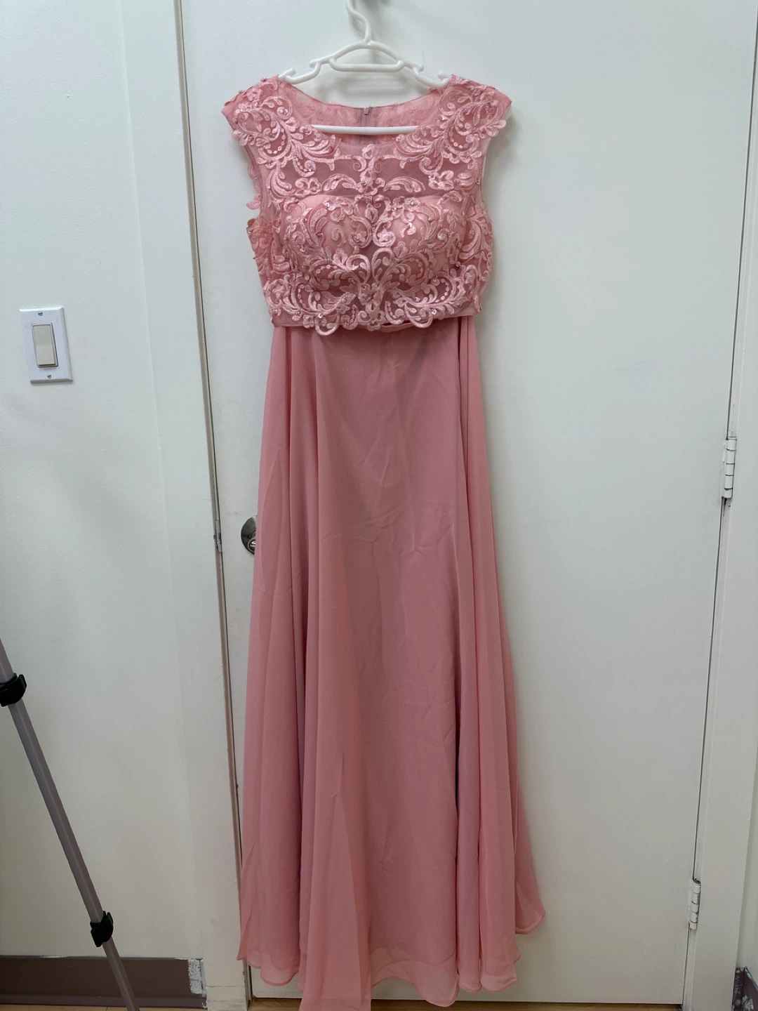 Pink Floral Embroidered Formal Dress