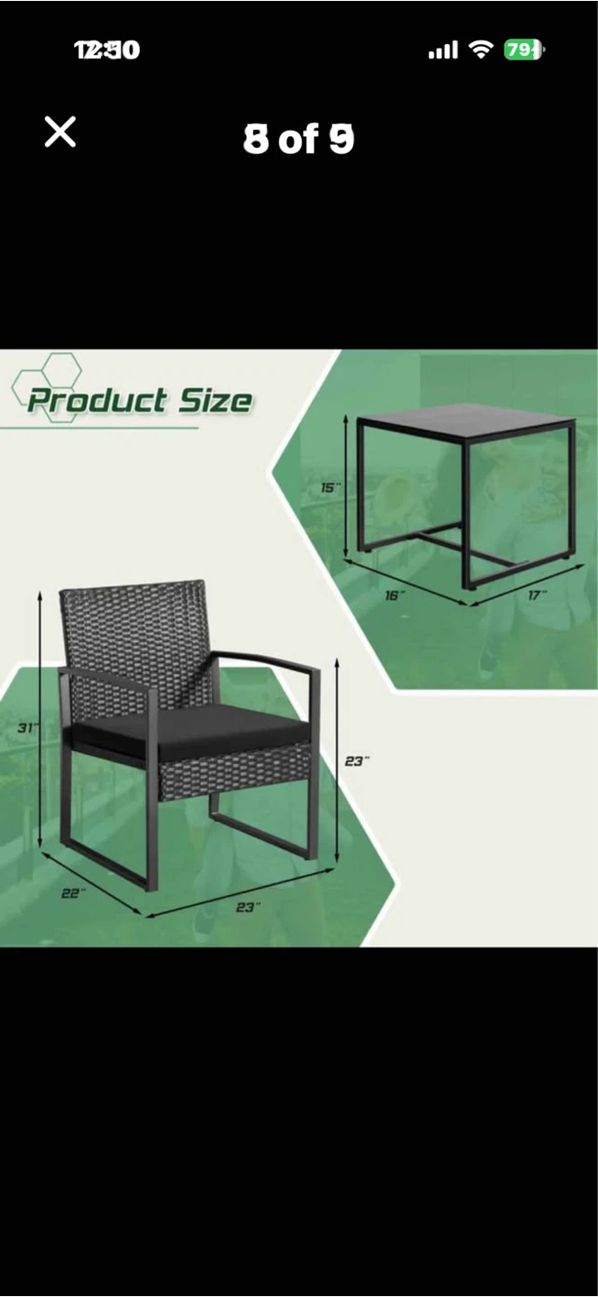 Black Rattan Outdoor Chair and Table Set