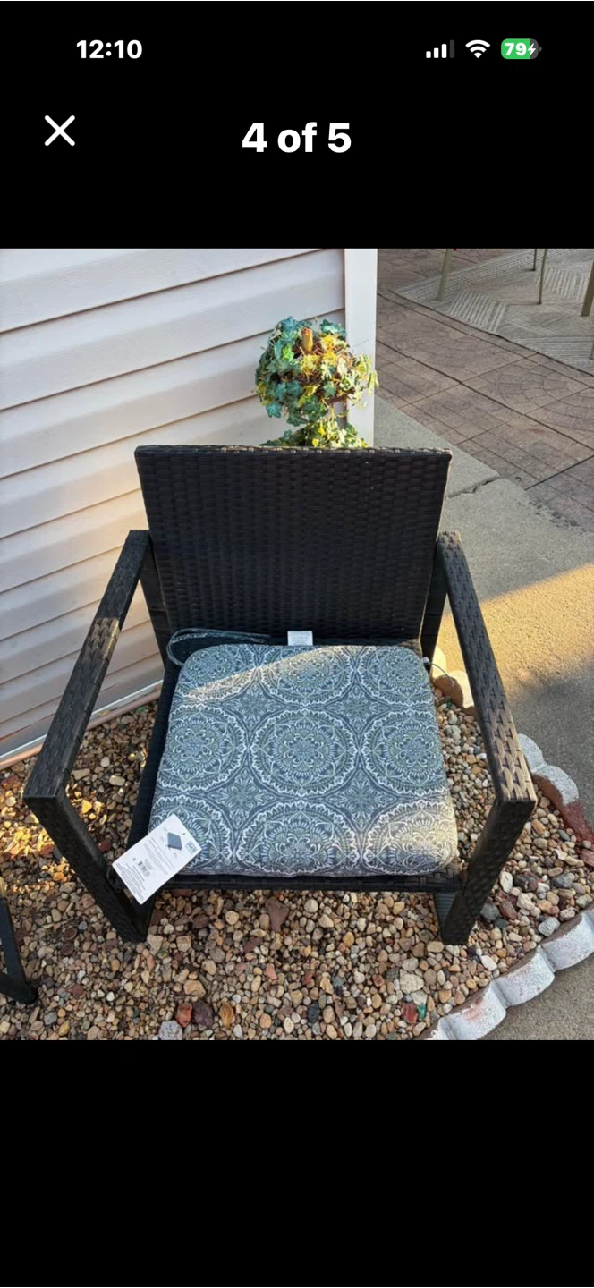 Black Rattan Outdoor Chair and Table Set - photo 2