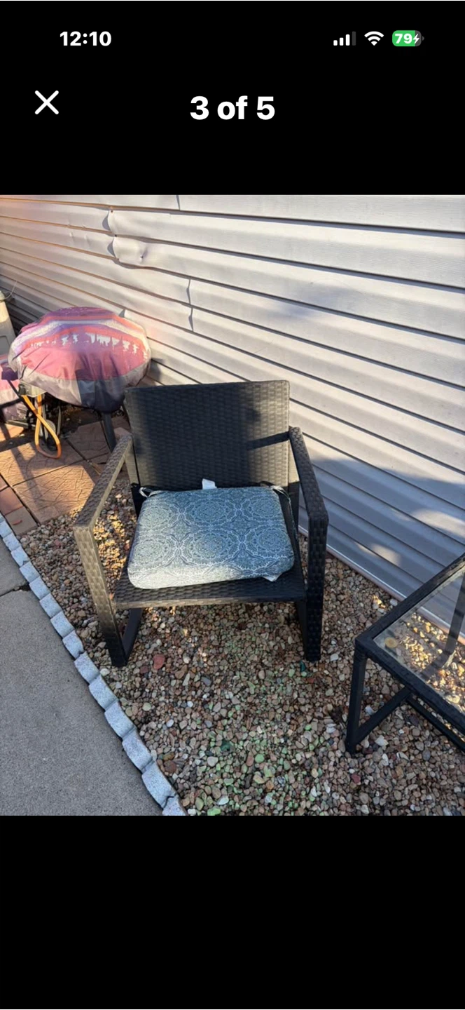 Black Rattan Outdoor Chair and Table Set - photo 5