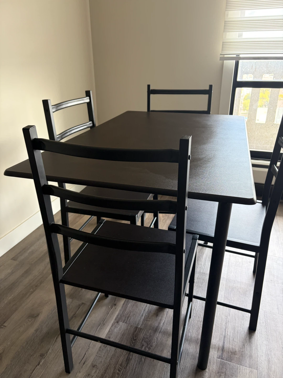 Black Dining Table with Four Chairs
