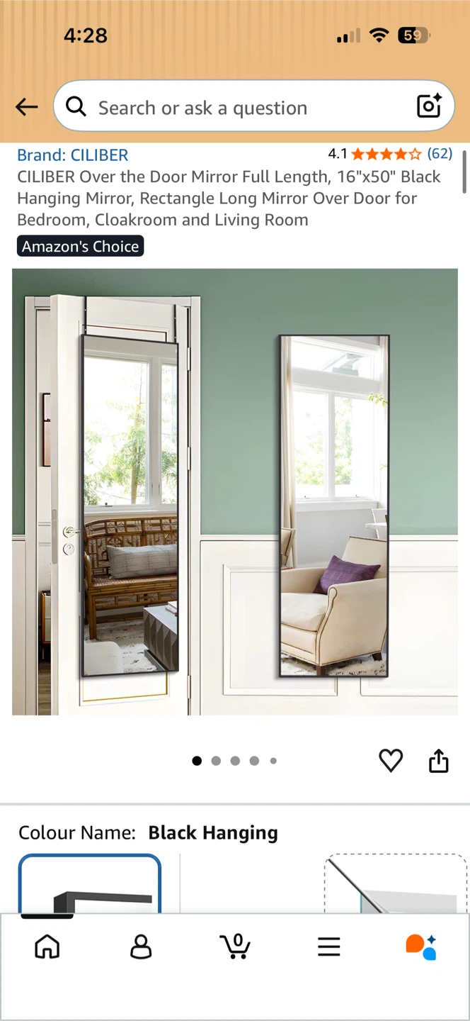 CILIBER Over the Door Full Length Mirror - photo 2