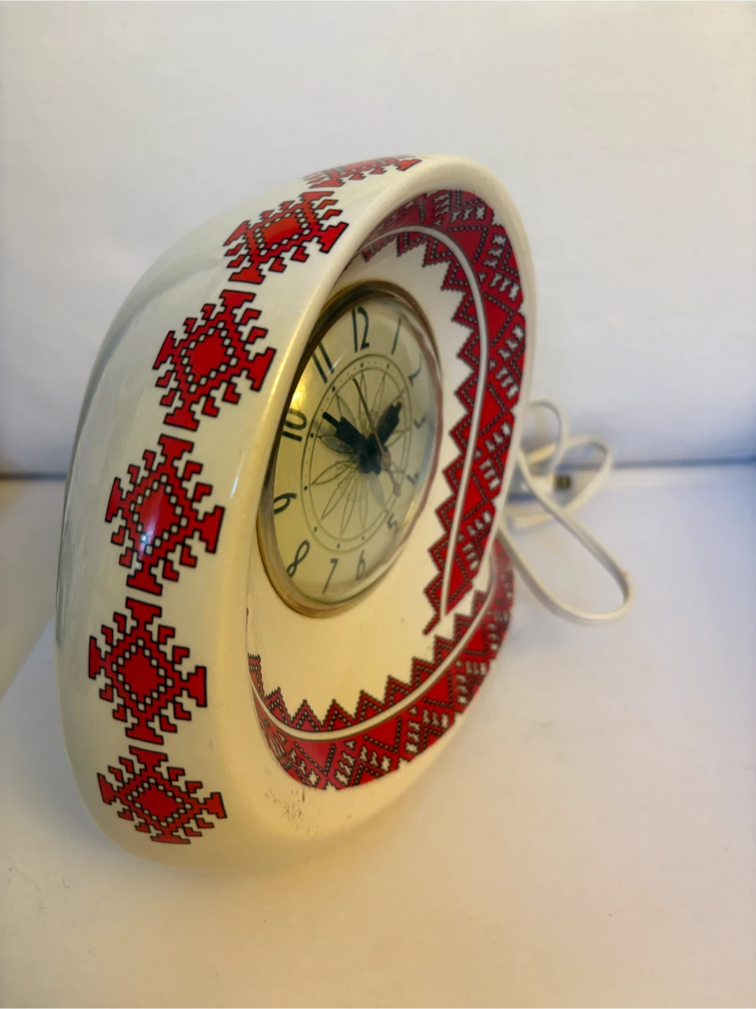Vintage Ukrainian Pattern Ceramic Clock With Lanshire Movement - photo 2