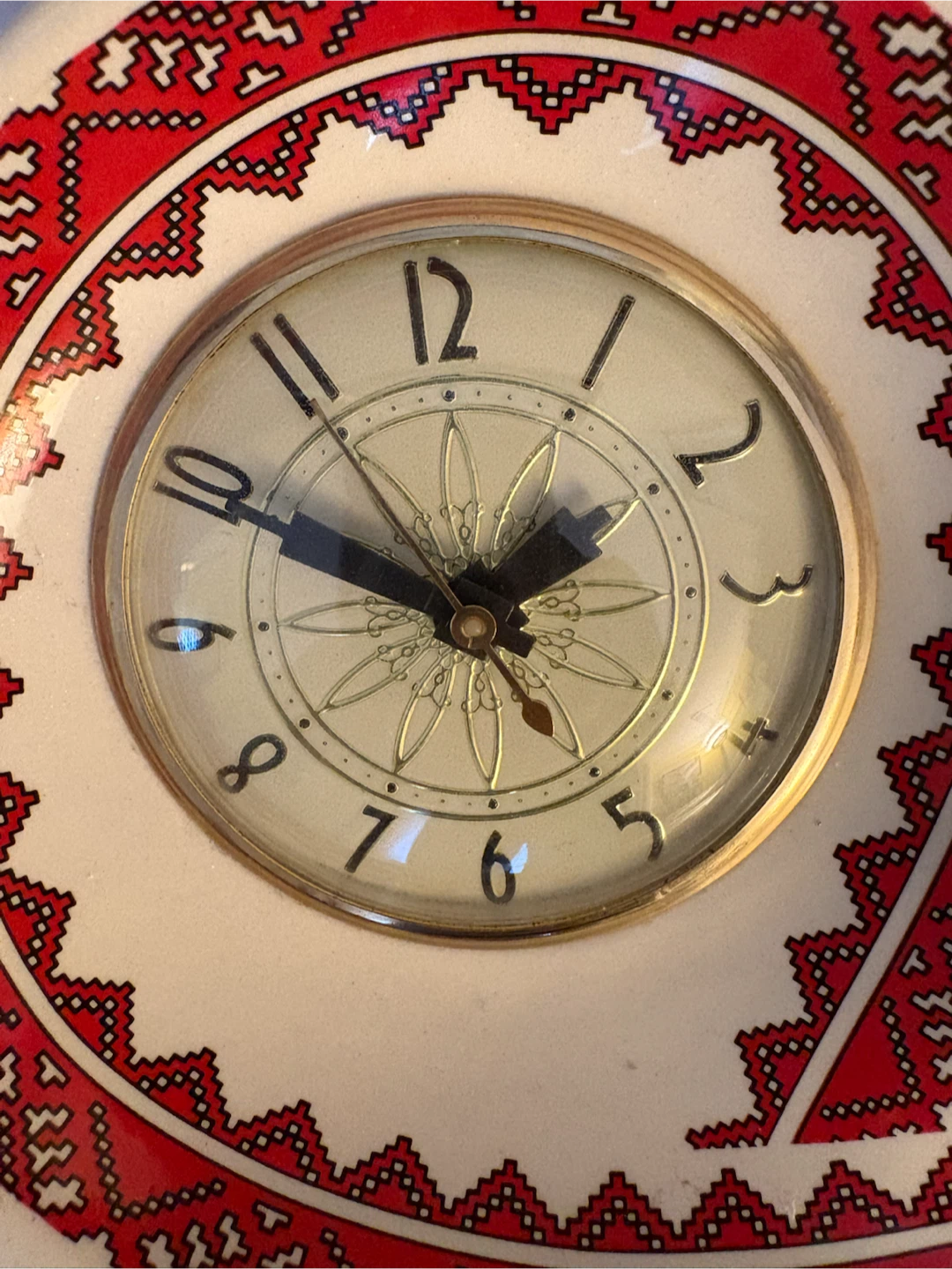 Vintage Ukrainian Pattern Ceramic Clock With Lanshire Movement - photo 5