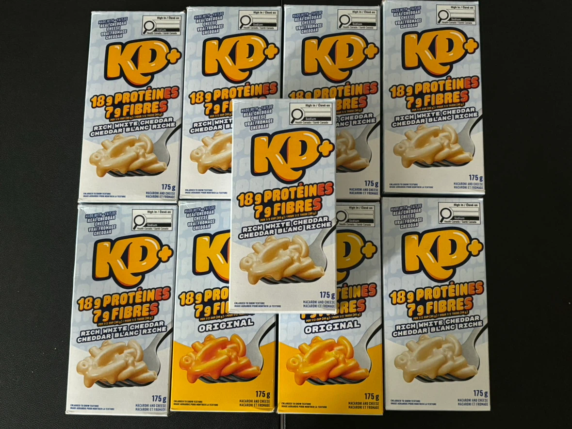 9 boxes of KD+ Macaroni and Cheese
