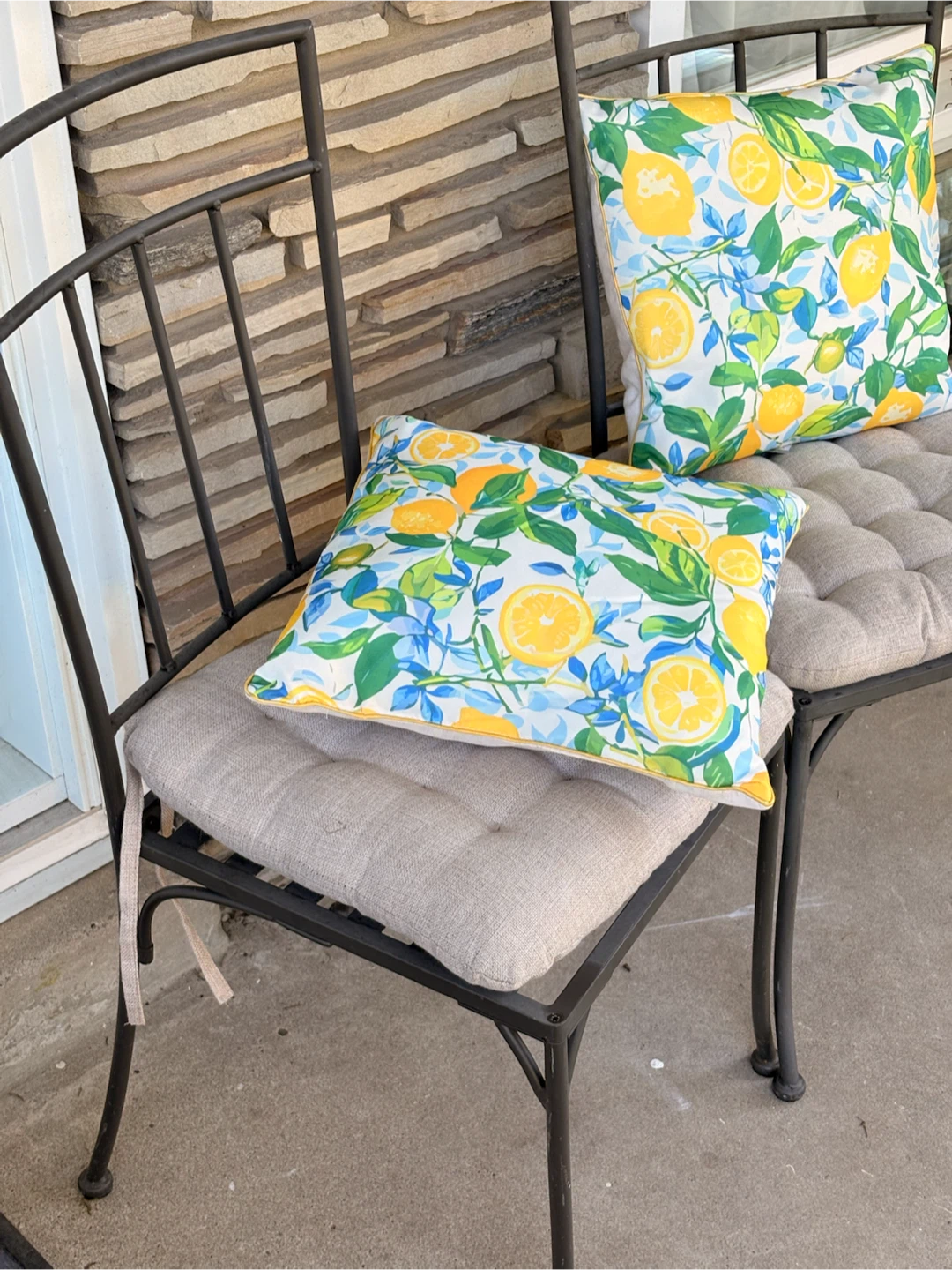 Two Metal Patio Chairs with Cushions - photo 2
