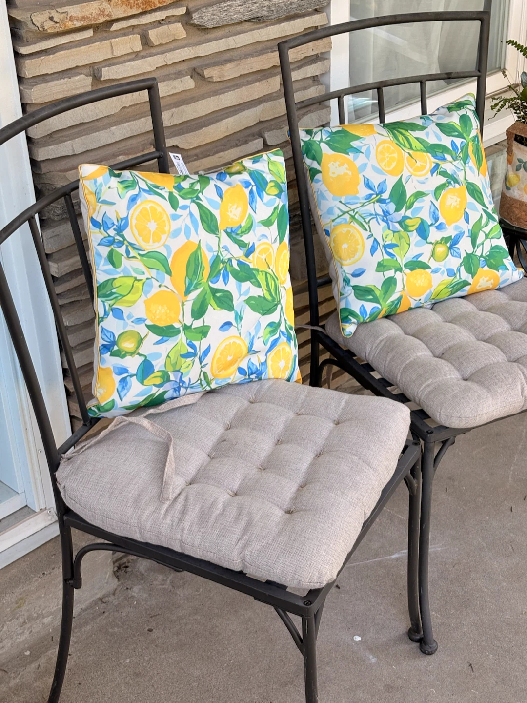 Two Metal Patio Chairs with Cushions - photo 4