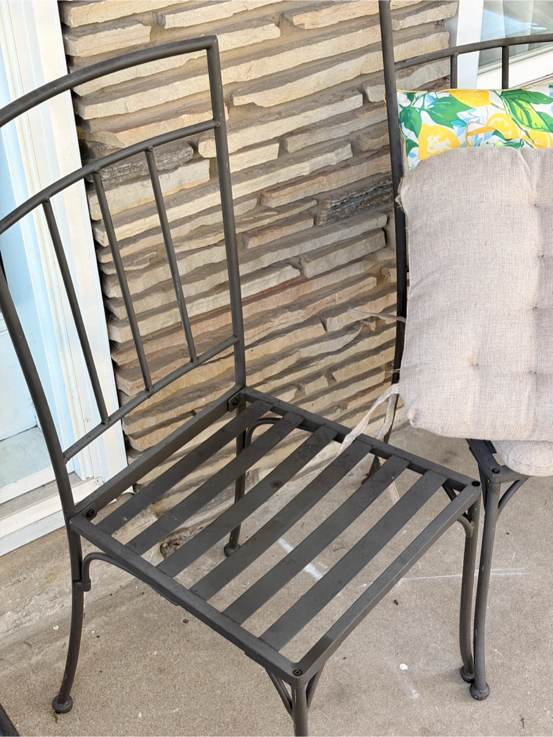 Two Metal Patio Chairs with Cushions - photo 5