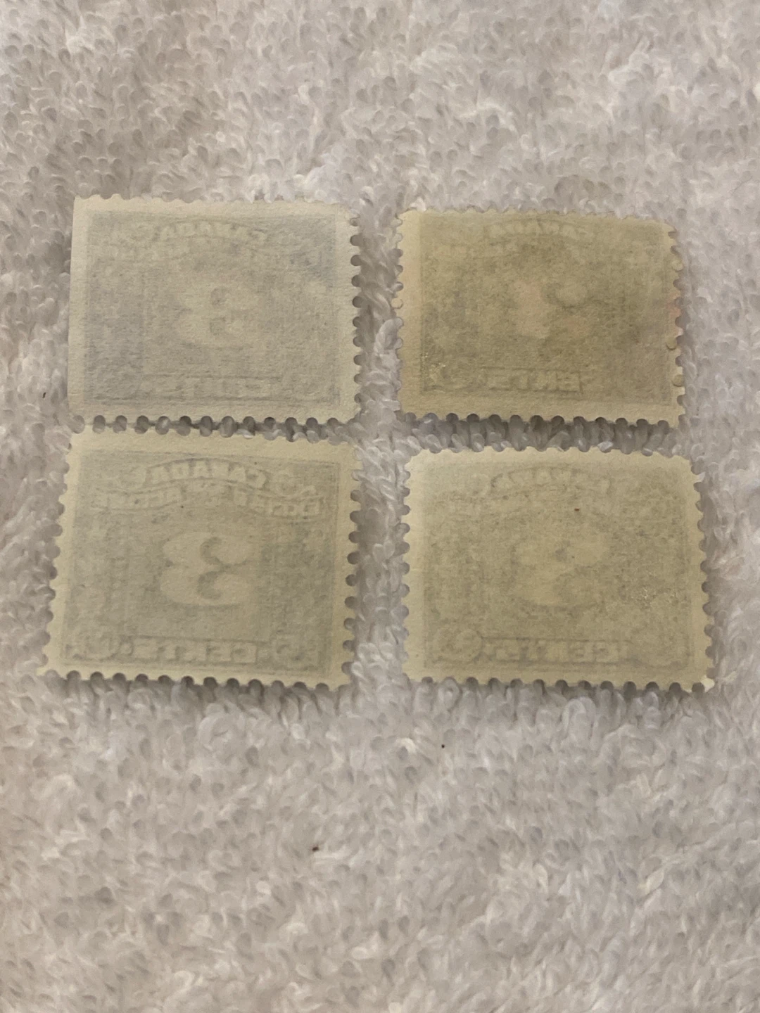 Set of 4 Vintage Canada 3 Cent Excise Stamps - photo 2