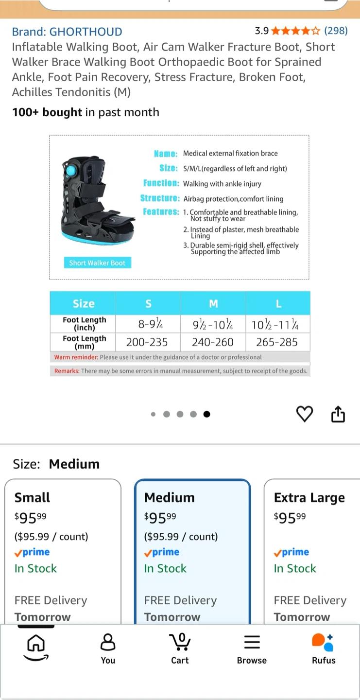 GHORTHOUD Inflatable Short Walking Boot - Medium - photo 2