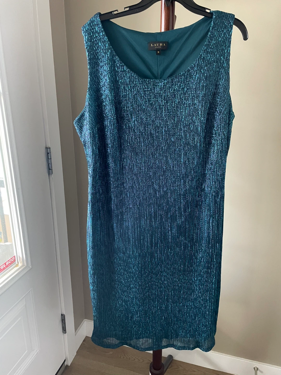 Laura Plus Teal Shimmer Dress and Jacket Set - photo 3