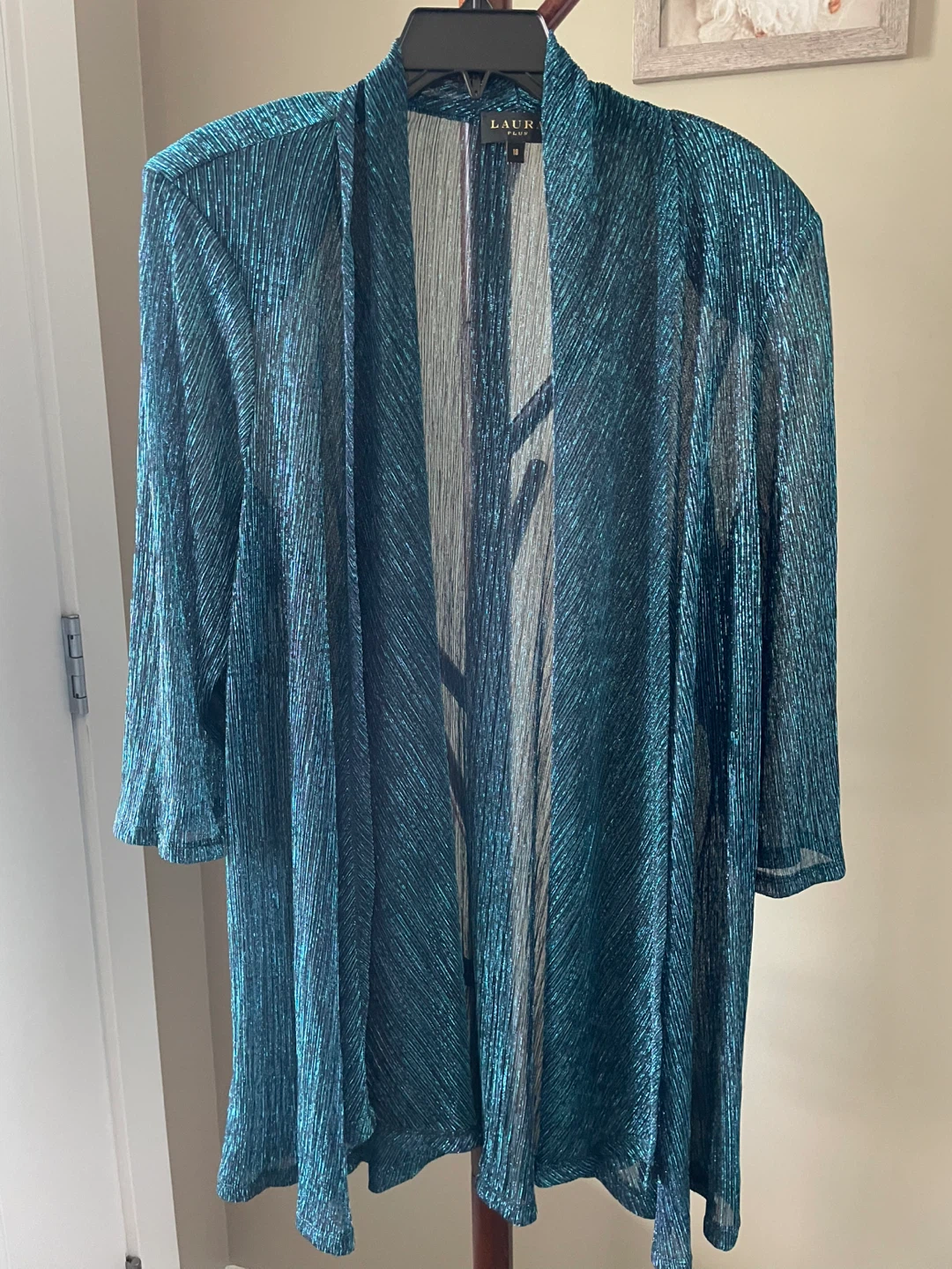 Laura Plus Teal Shimmer Dress and Jacket Set - photo 4