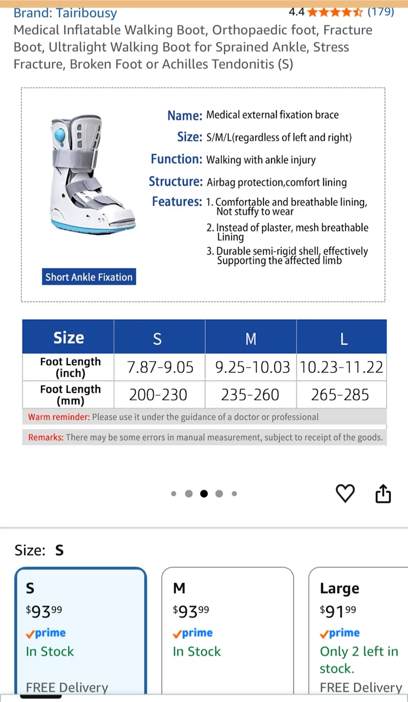 Tairibousy Medical Inflatable Walking Boot - Small - photo 3
