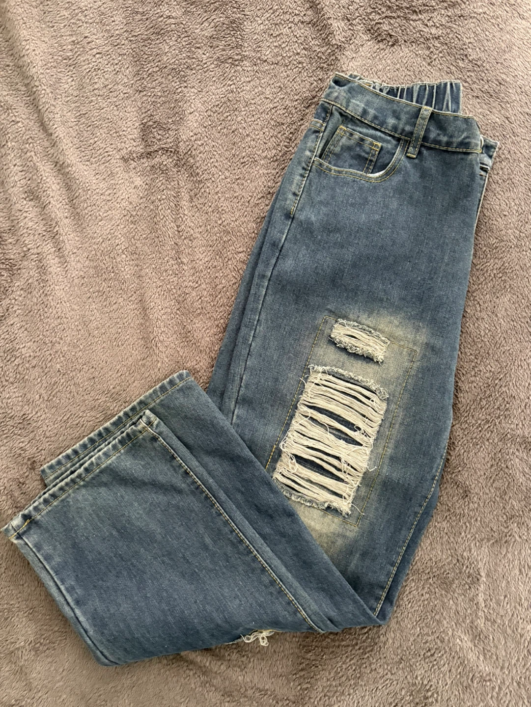 Distressed Light Wash Denim Jeans - photo 2