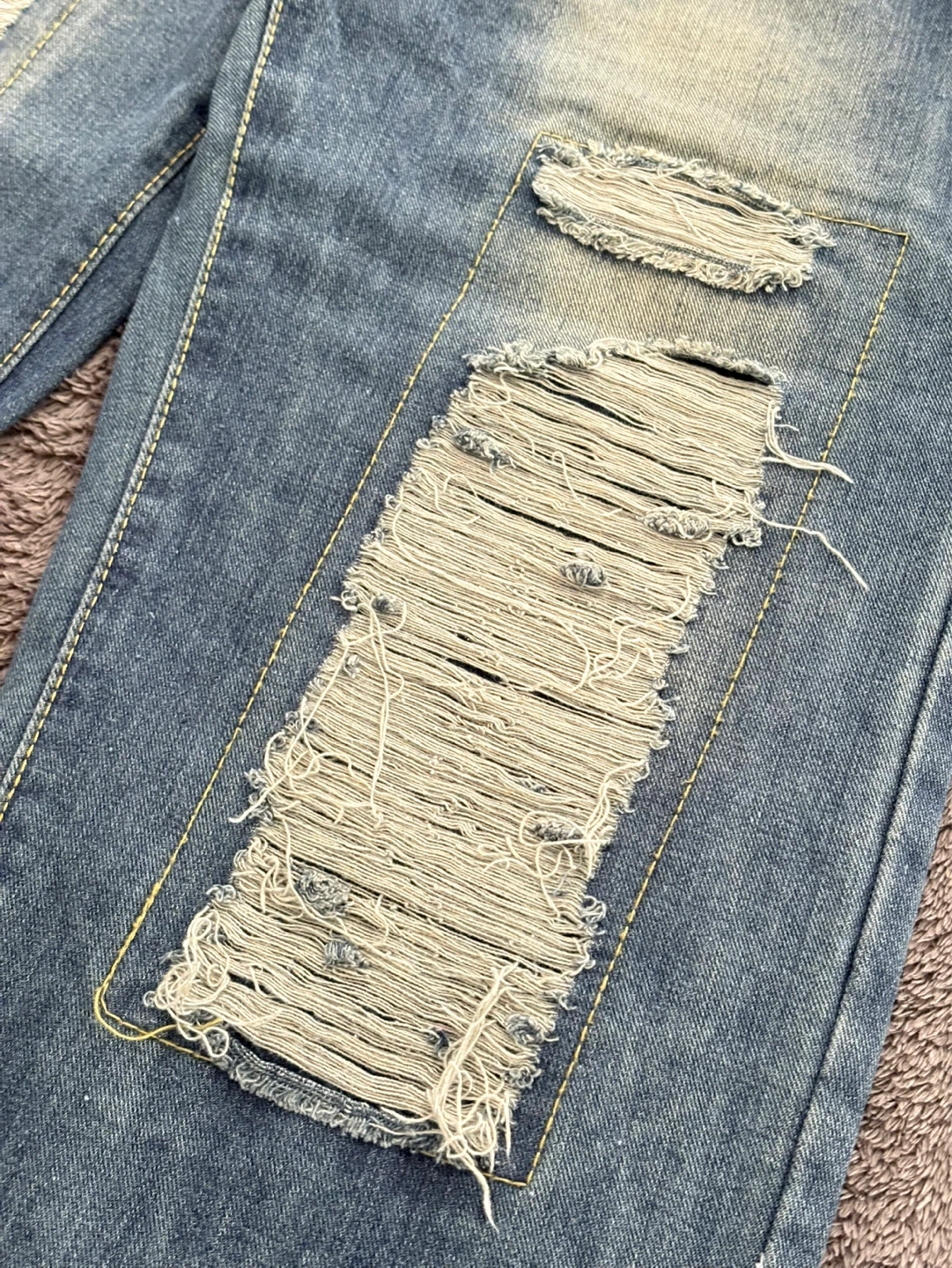 Distressed Light Wash Denim Jeans - photo 5