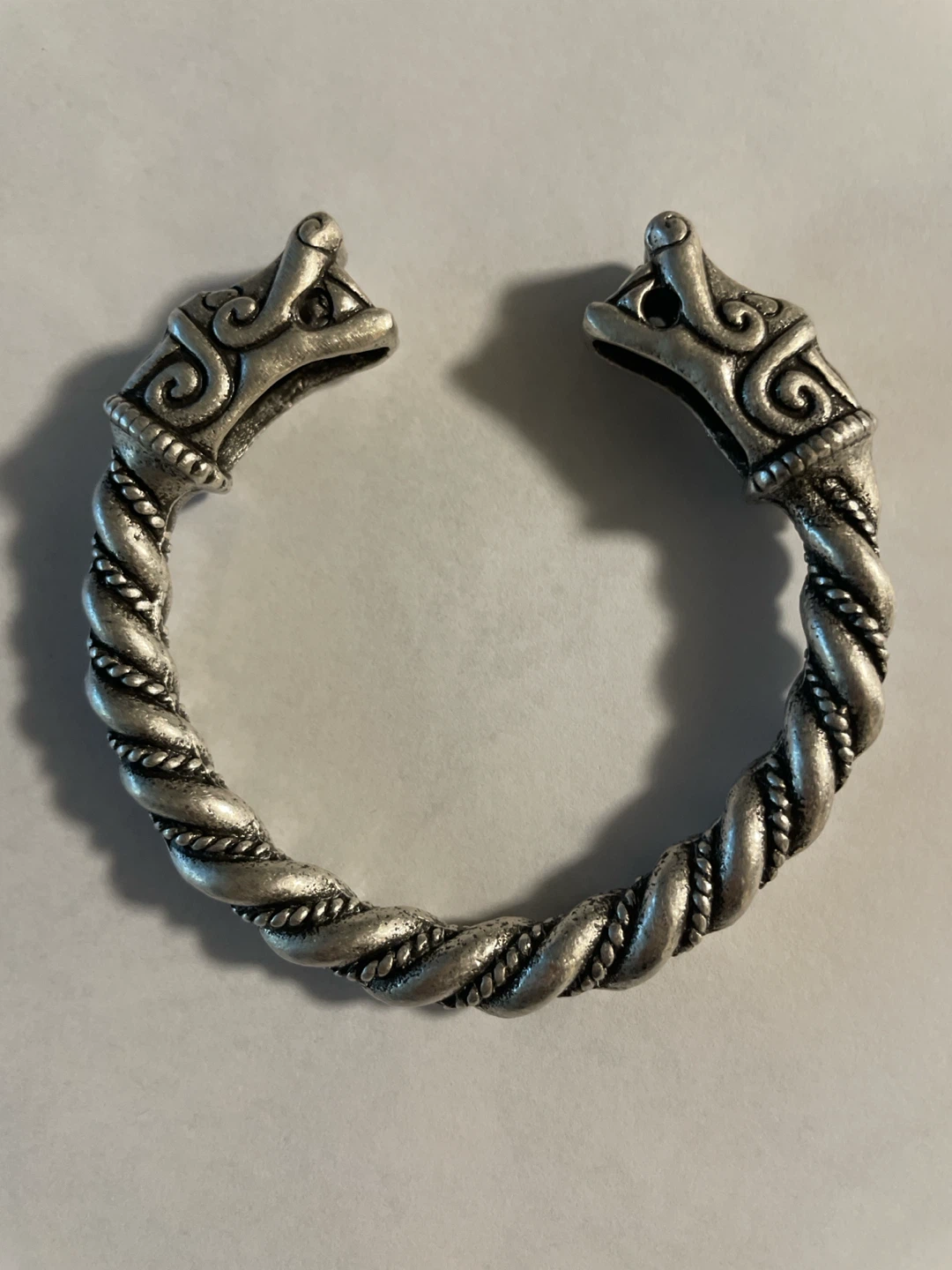 Viking Style Silver Tone Torque Bracelet