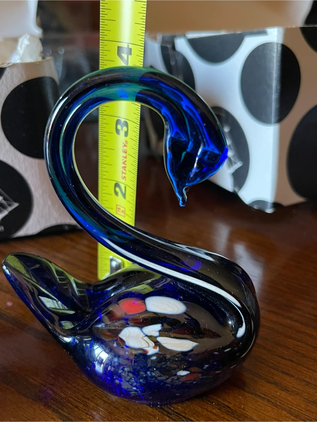 Pair of blue glass swan figurines - photo 2