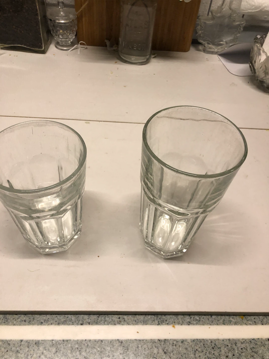 Set of Two Ribbed Glass Tumblers