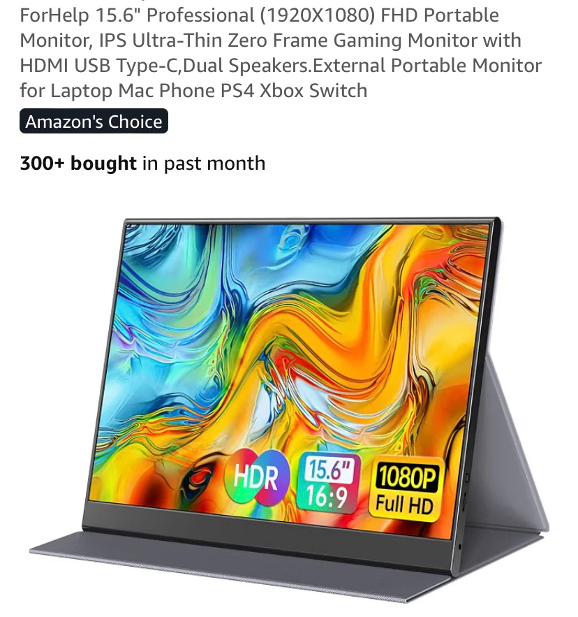 ForHelp 15.6" Professional f156p1 FHD Portable Monitor