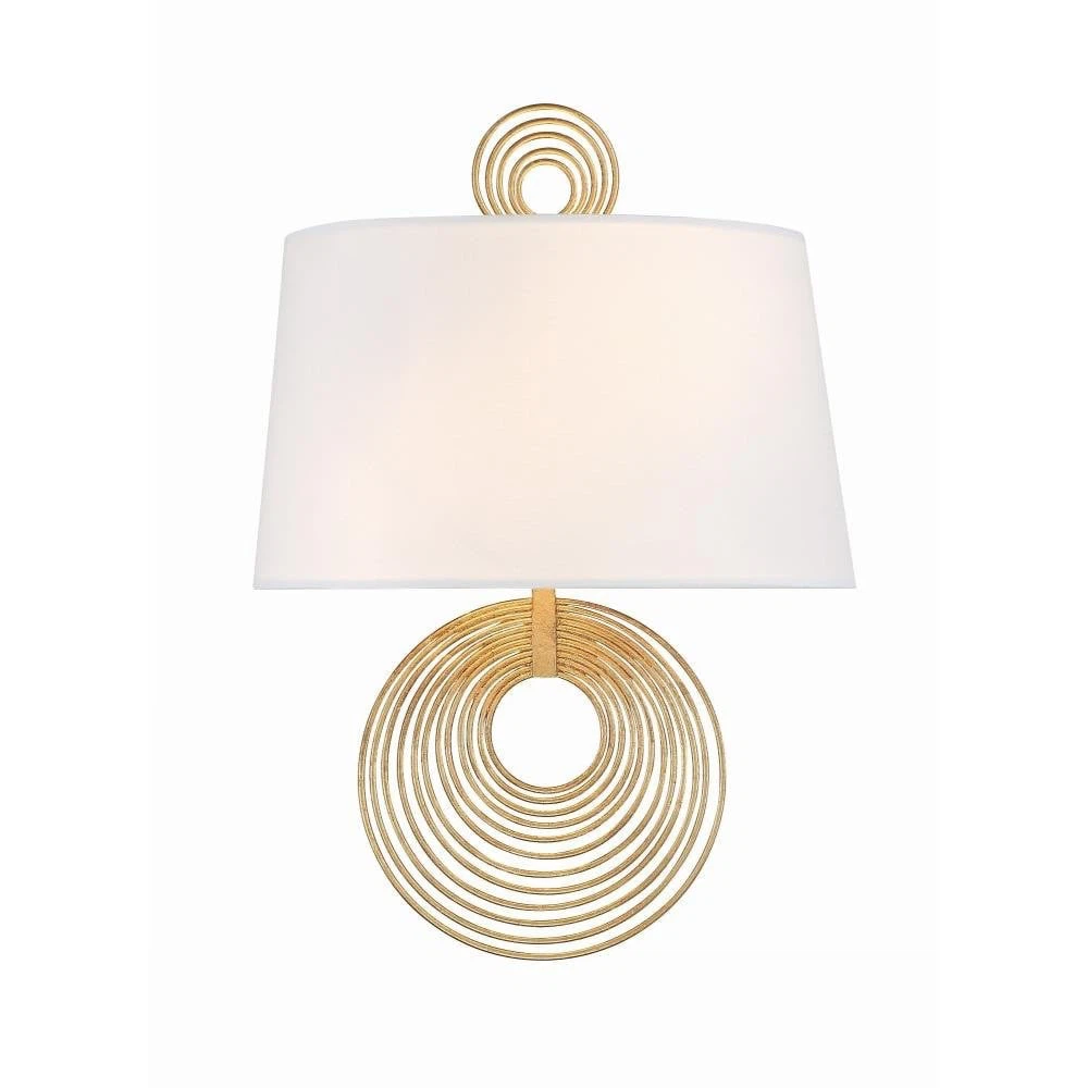 Gold Metal Wall Sconce with White Shade 2