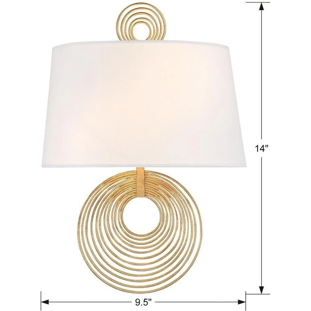 Gold Metal Wall Sconce with White Shade 2 - photo 4