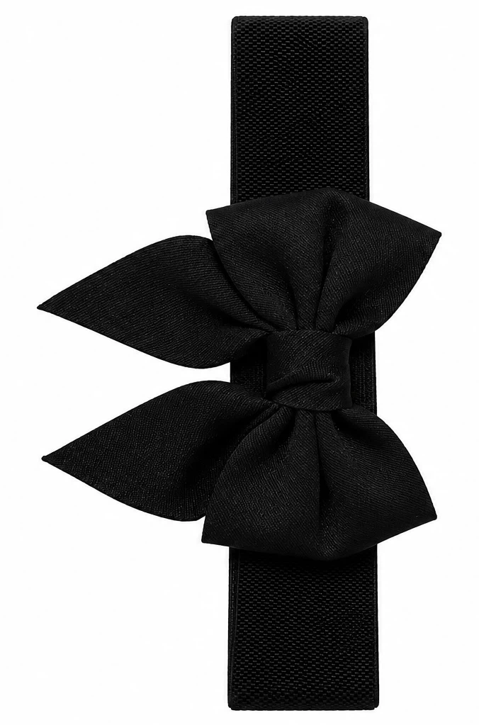 Black Elastic Bow Belt