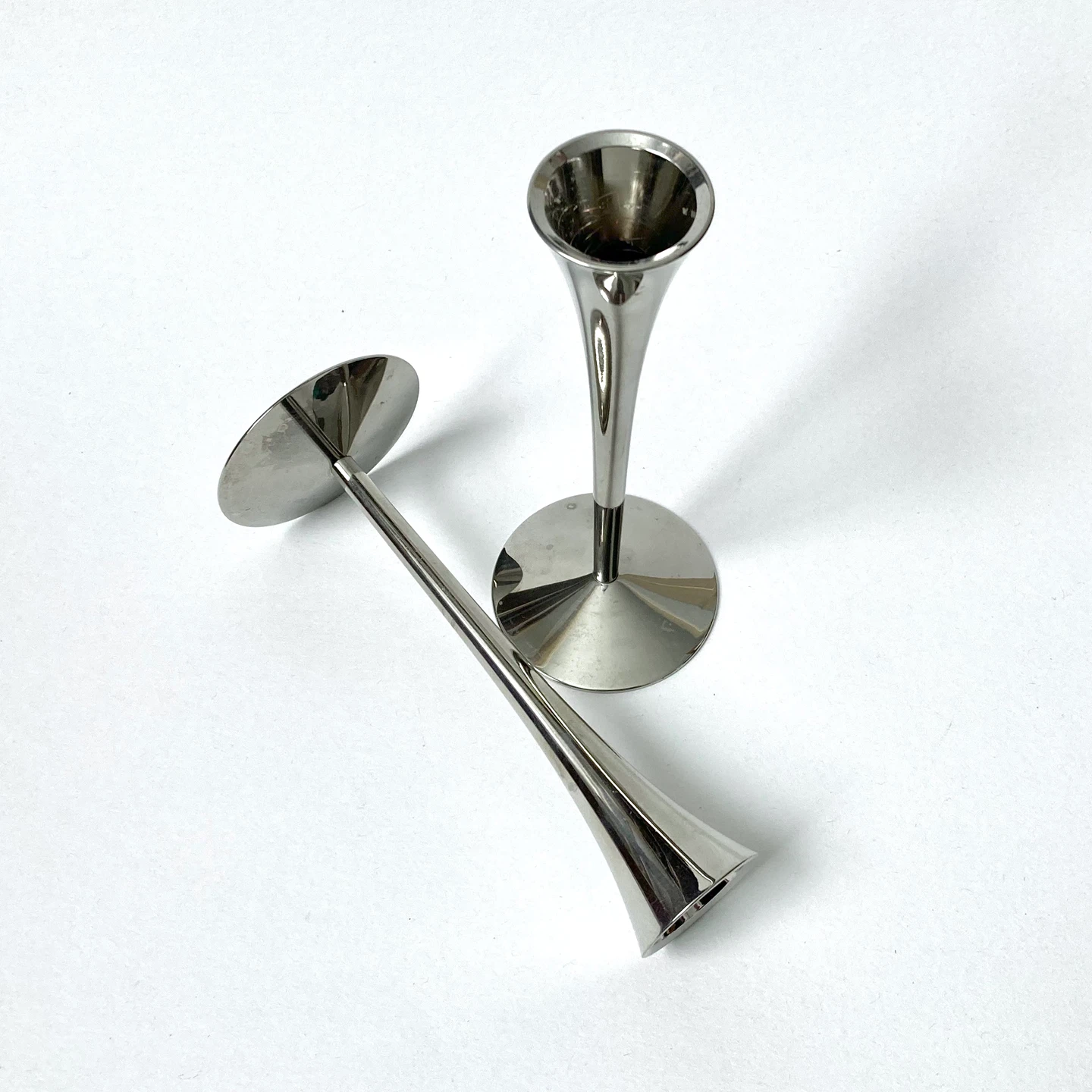 Vintage MCM Chrome Candlesticks - Solingen Germany - Pair