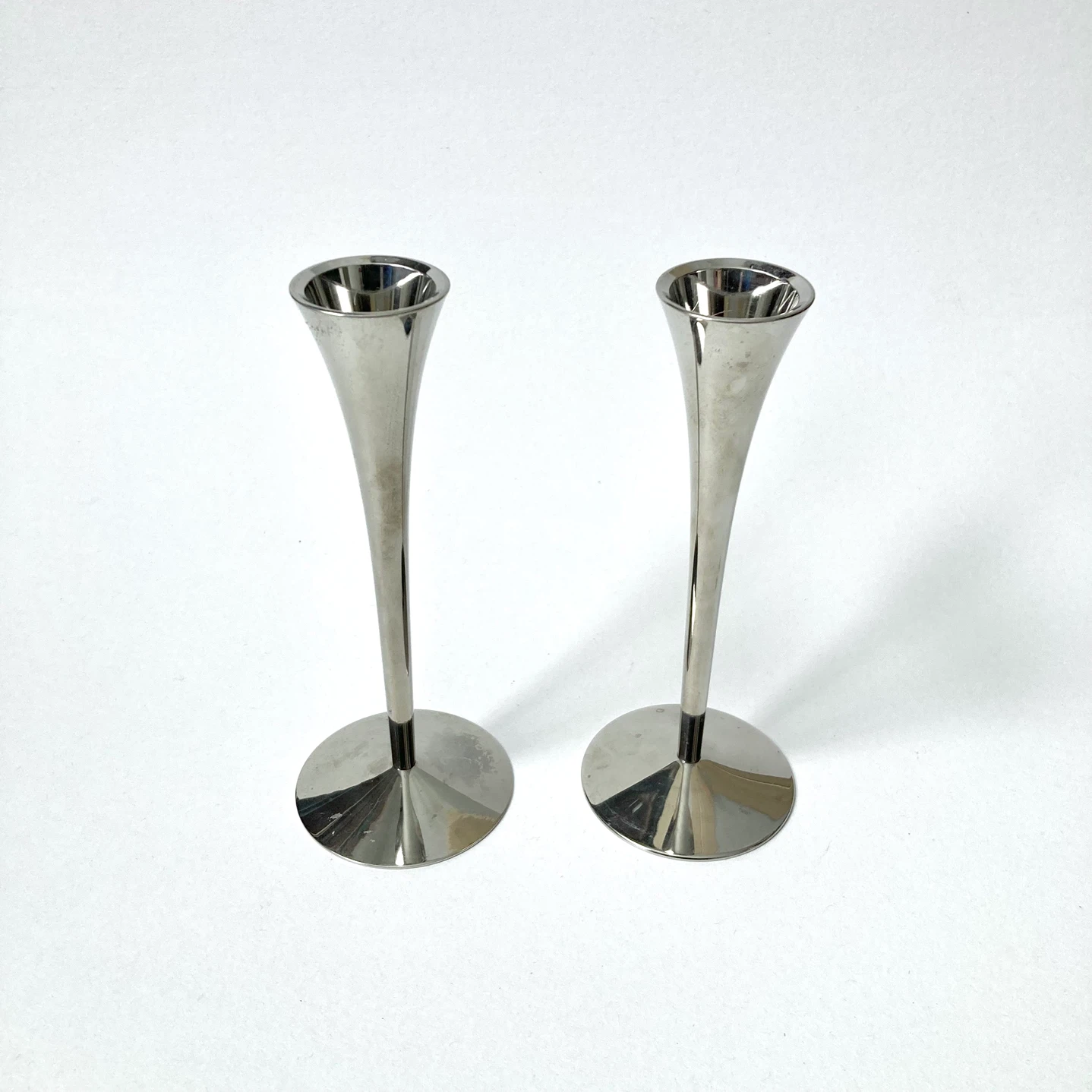 Vintage MCM Chrome Candlesticks - Solingen Germany - Pair - photo 4