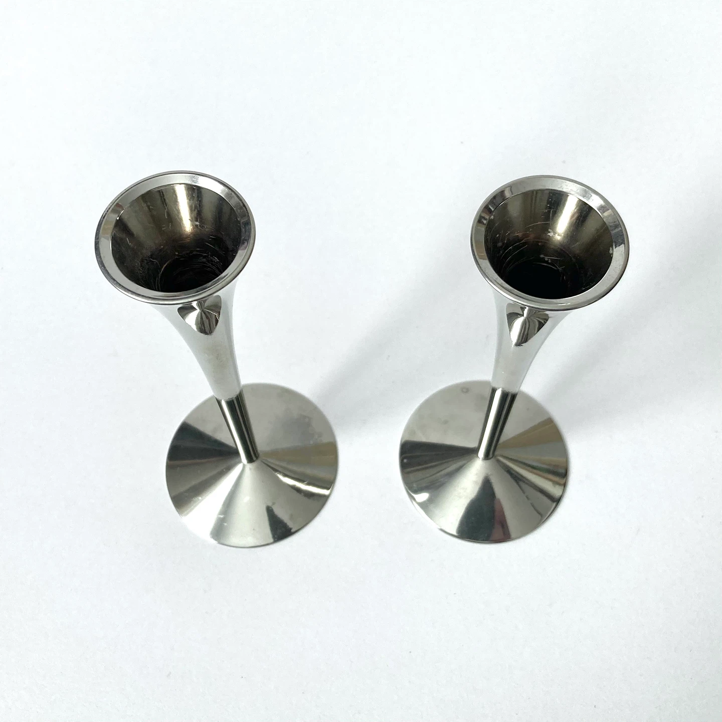 Vintage MCM Chrome Candlesticks - Solingen Germany - Pair - photo 5