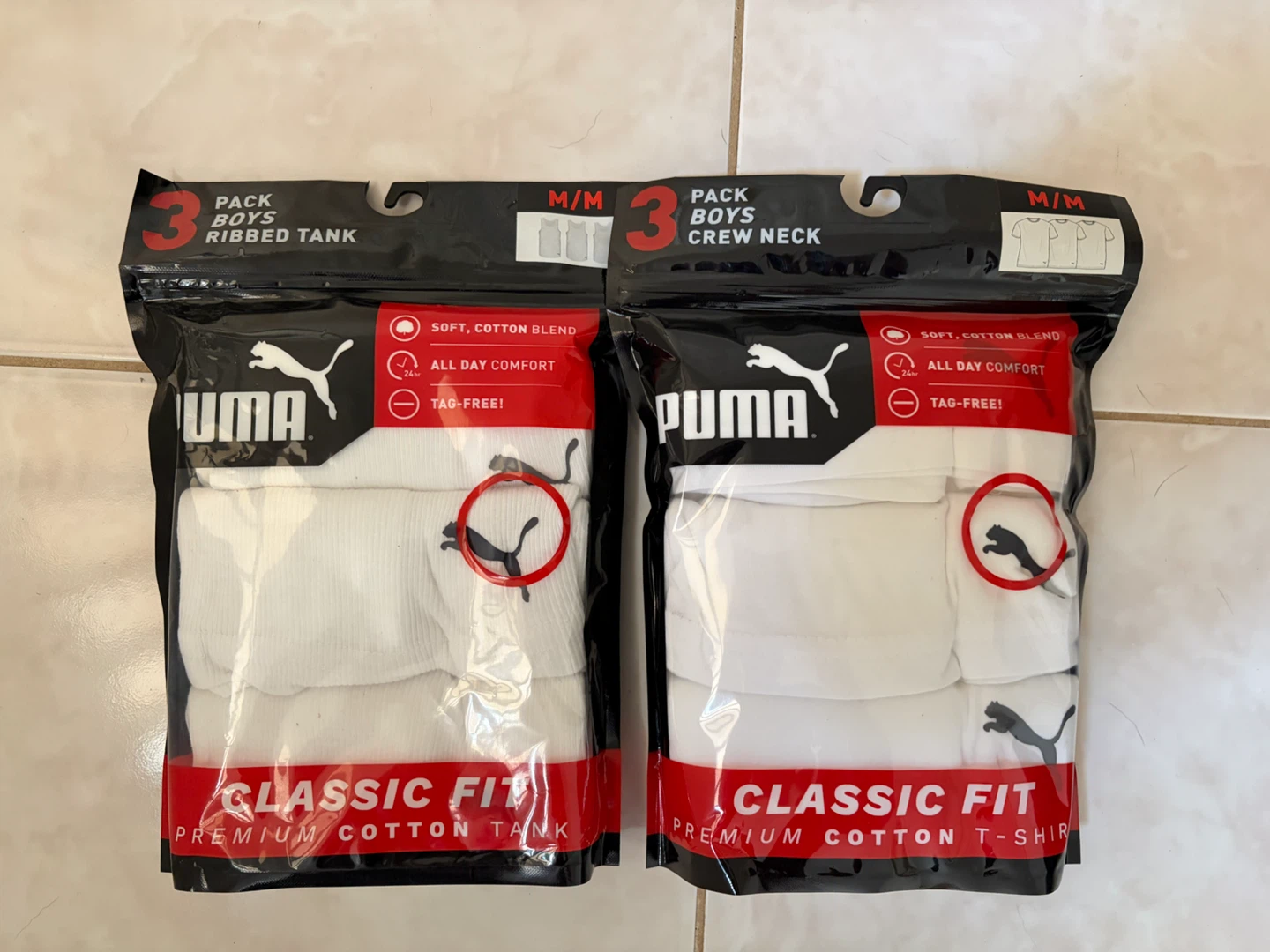 Puma Boys Classic Fit Tank and Crew Neck 3-Packs