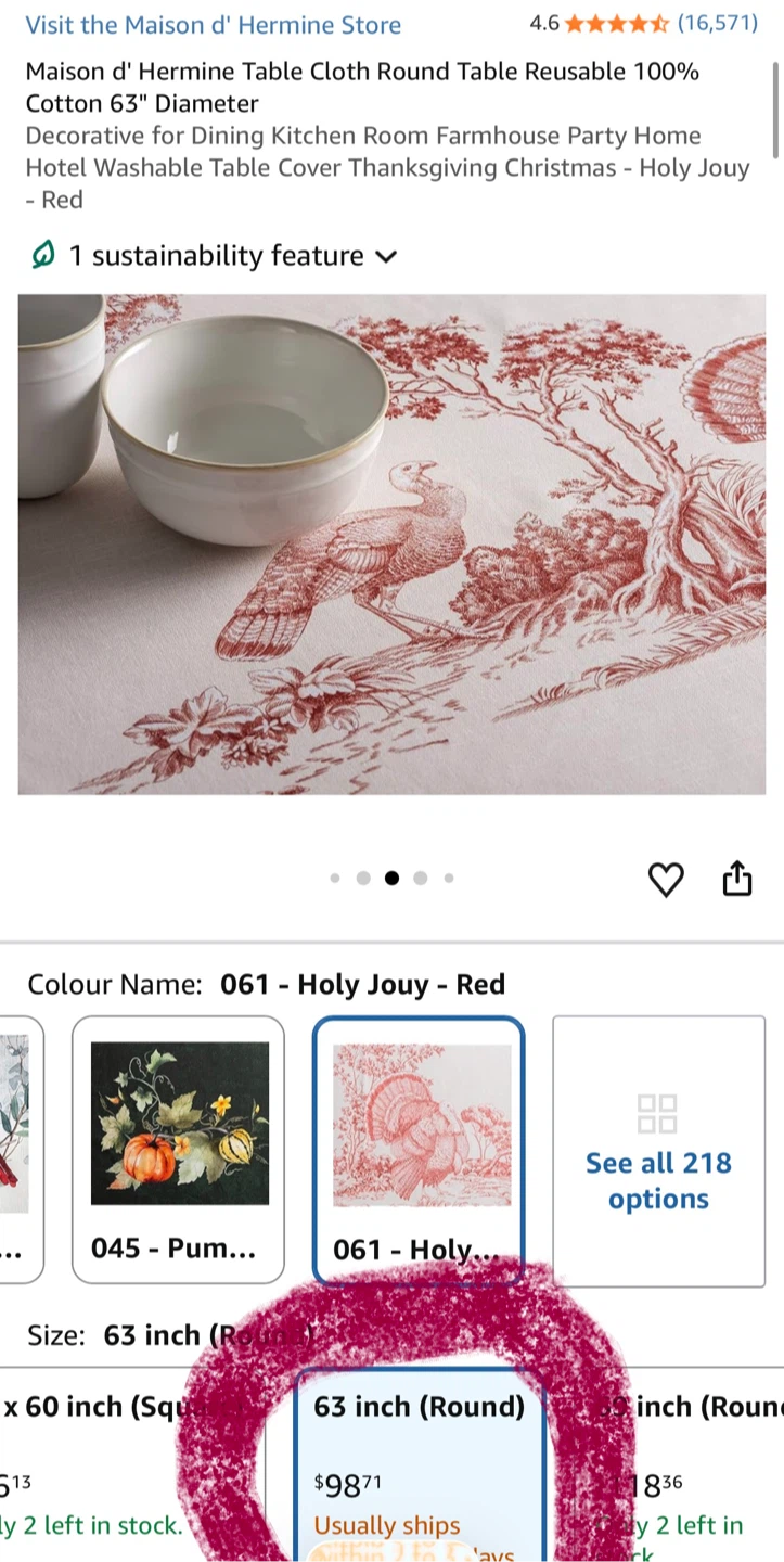 Sealed! Maison d'Hermine Round Tablecloth 63 inch - photo 4