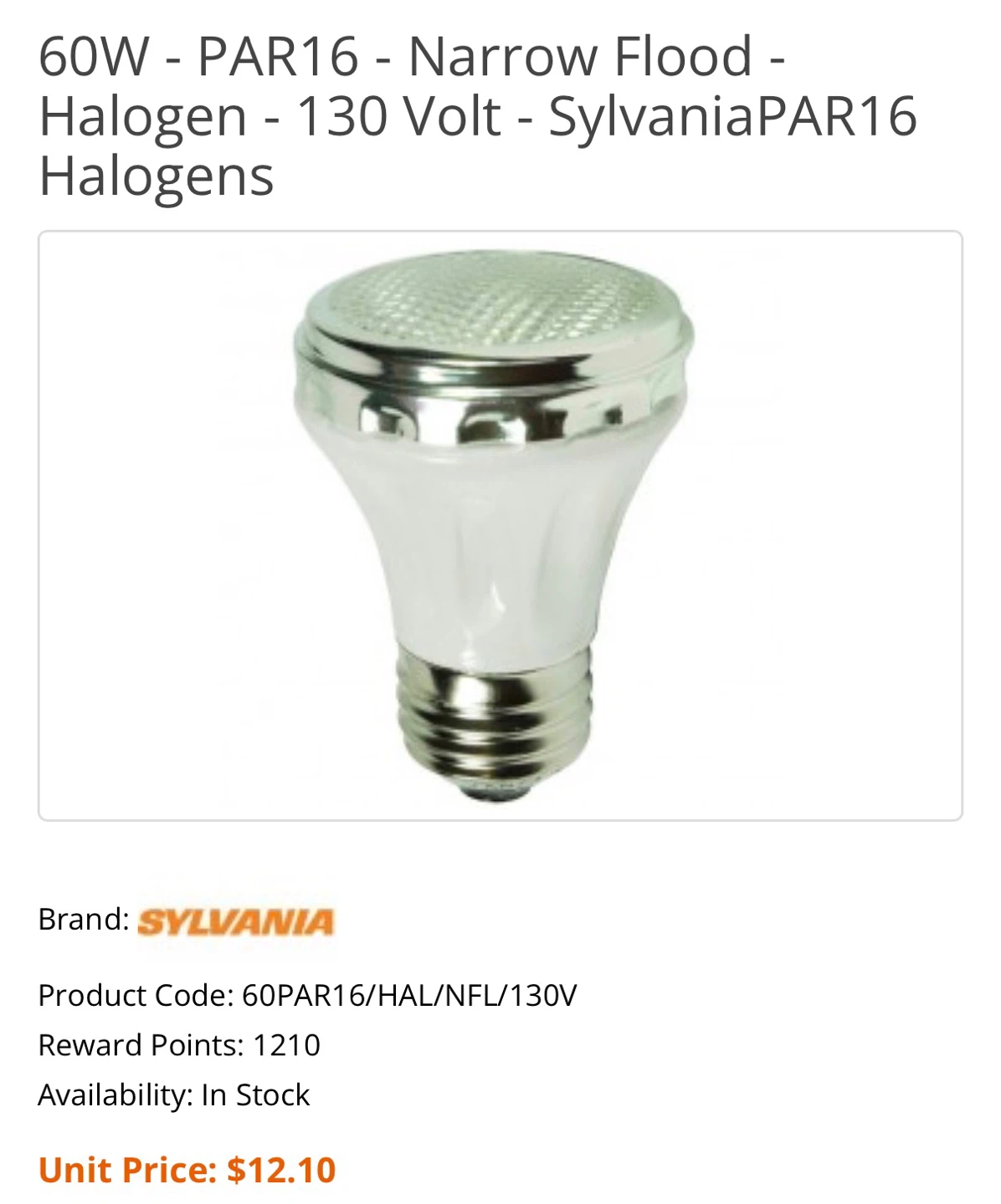 Sylvania 60W PAR16 Halogen Bulb (Each: 3, 4pcs: 10) - photo 4