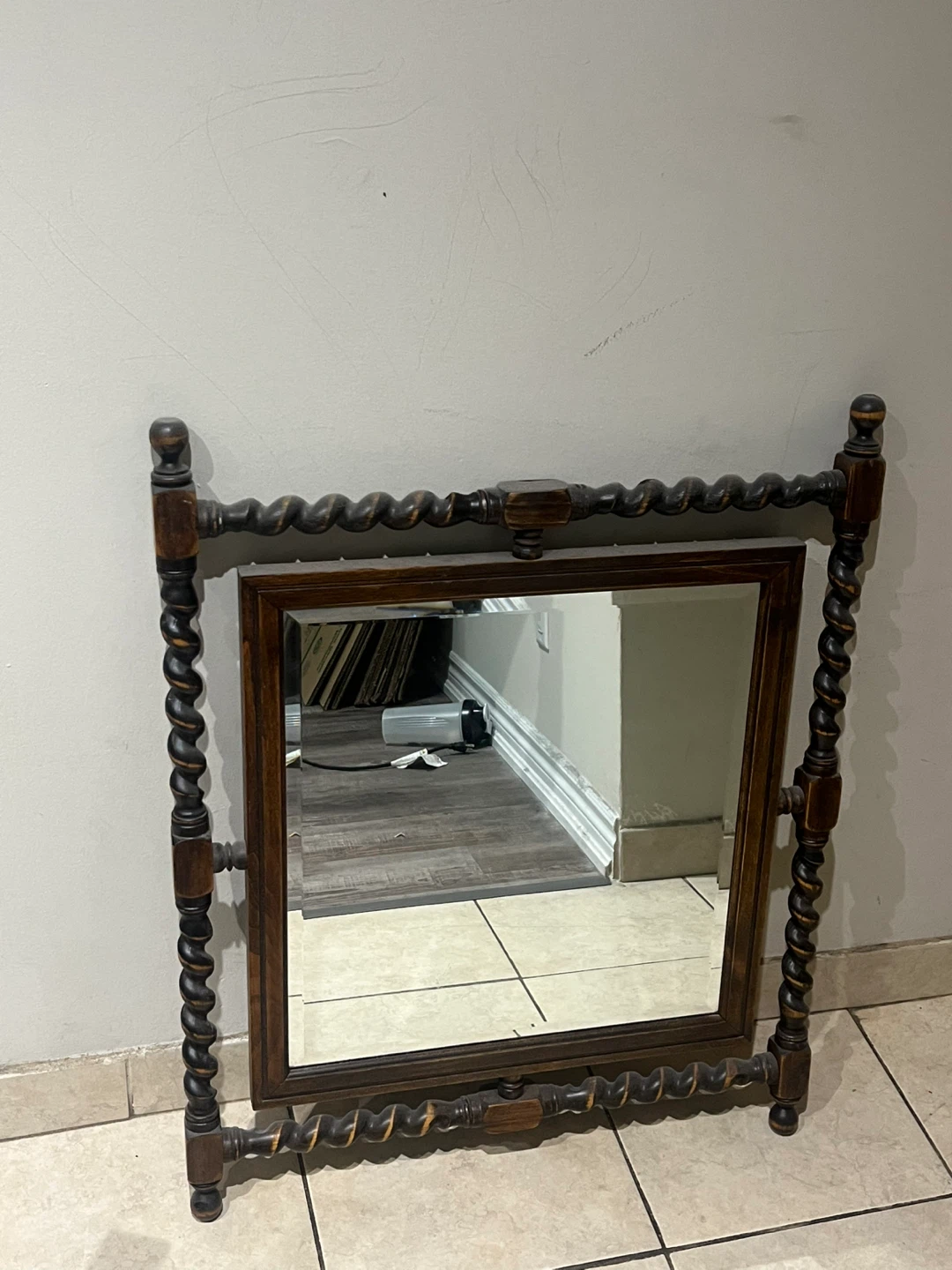 Vintage Barley Twist Wood Mirror