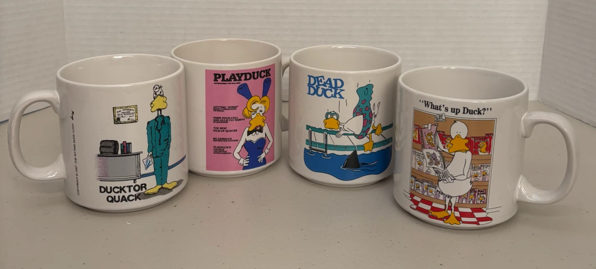 4 Vintage 1987/88 Sitting Duck Corp Mugs