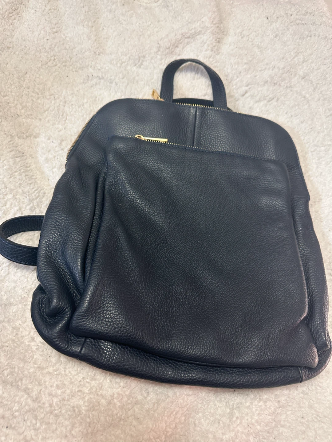 Navy Blue 100% Genuine Italian Leather Backpack