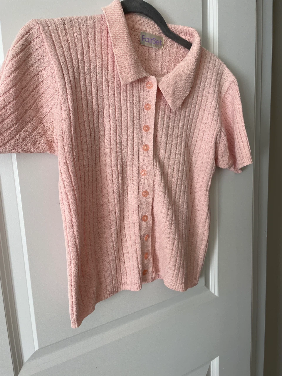 Like new size M FairSet Pink Ribbed Polo Button-Up Shirt