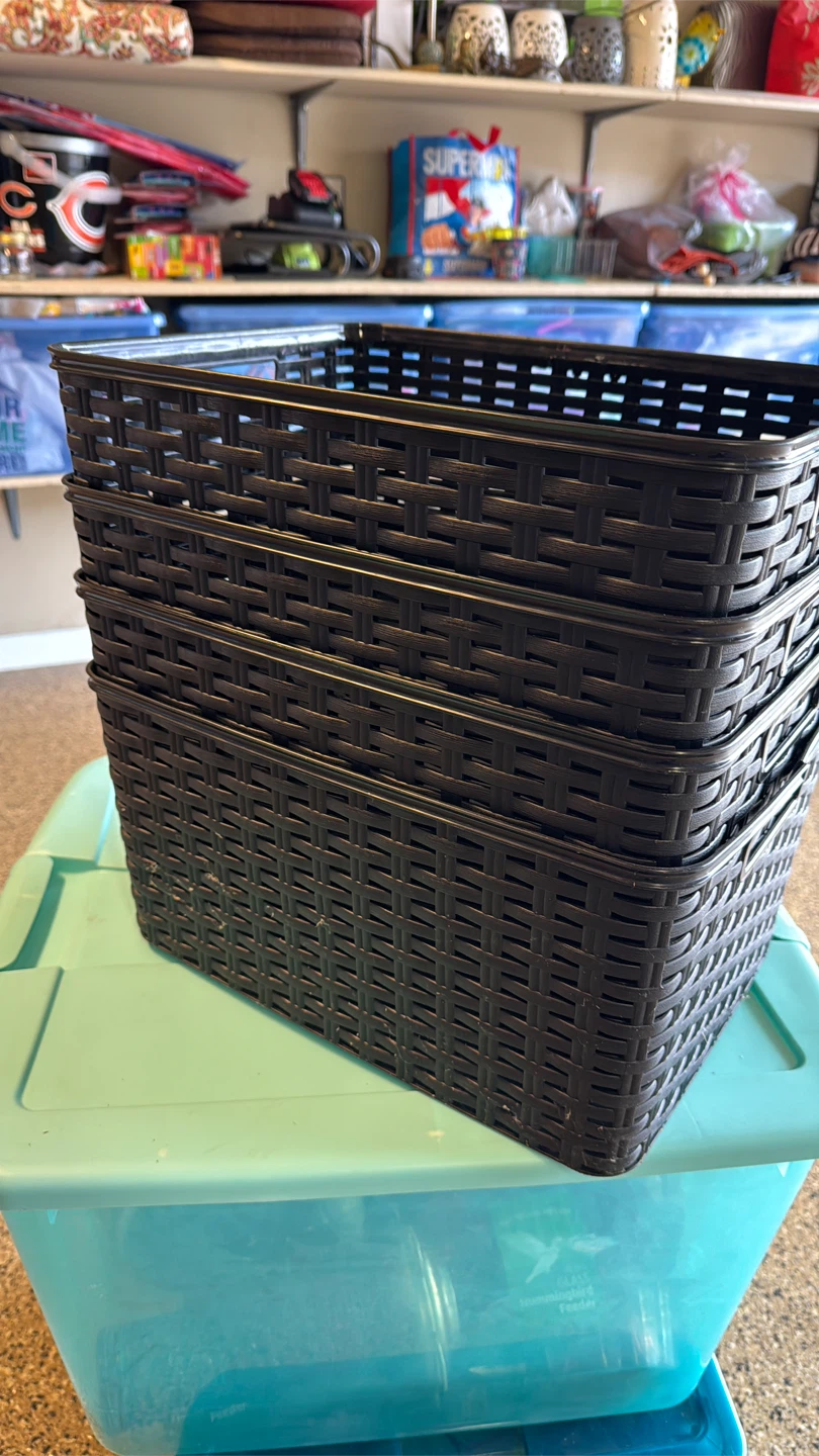 Set of 4 Black Woven Storage Baskets - photo 2