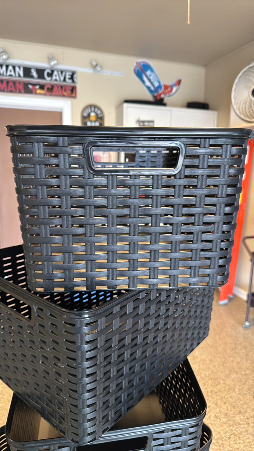 Set of 4 Black Woven Storage Baskets - photo 3
