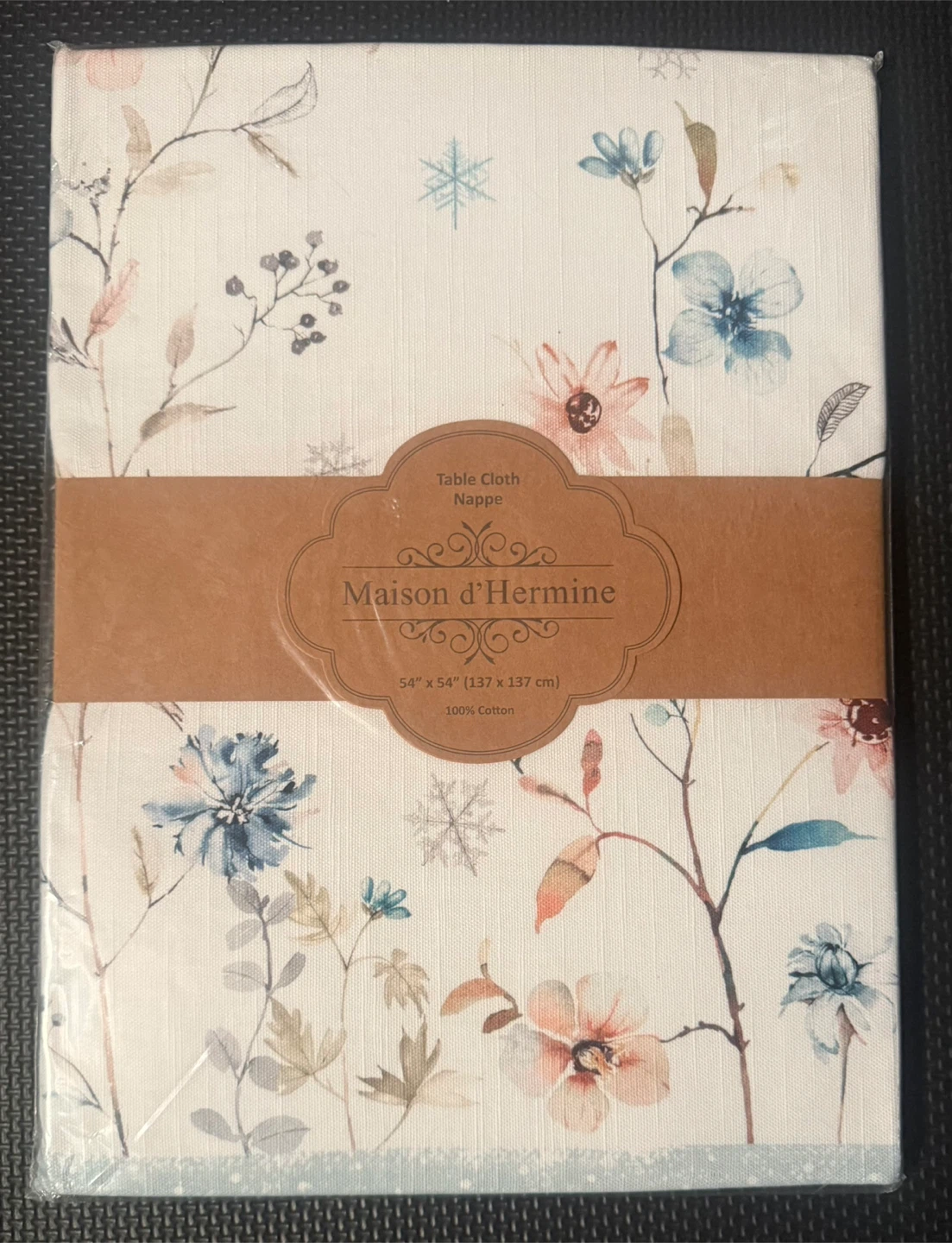 Sealed! Maison d'Hermine Ice Florals Tablecloth 54x54