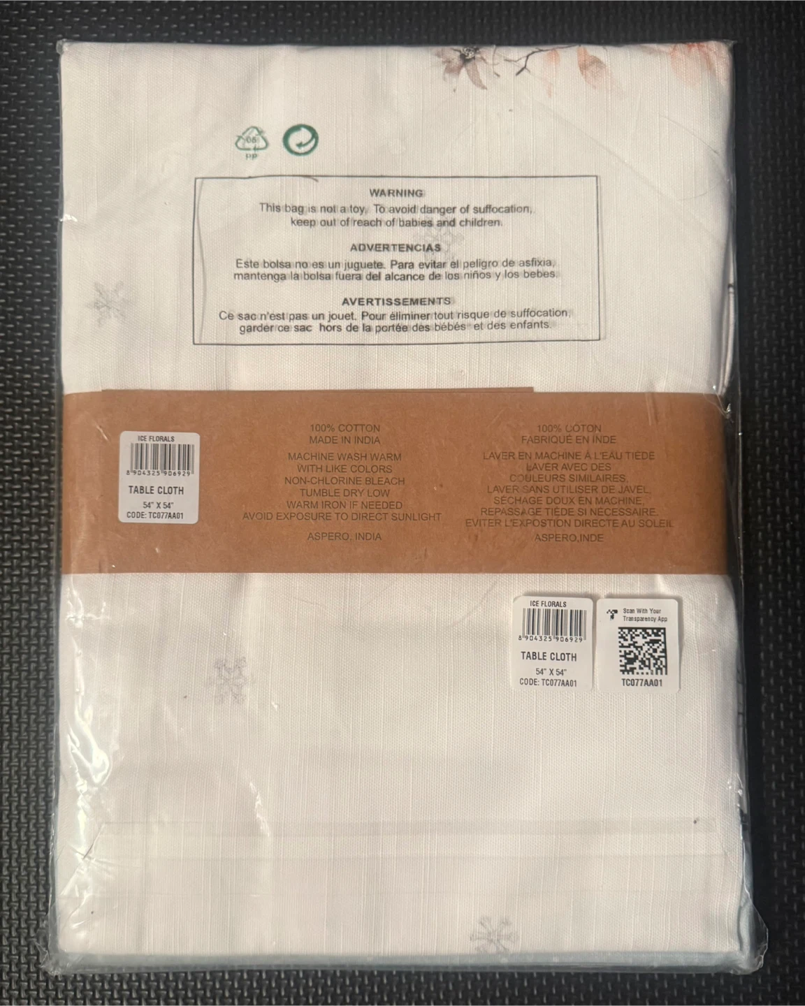 Sealed! Maison d'Hermine Ice Florals Tablecloth 54x54 - photo 2