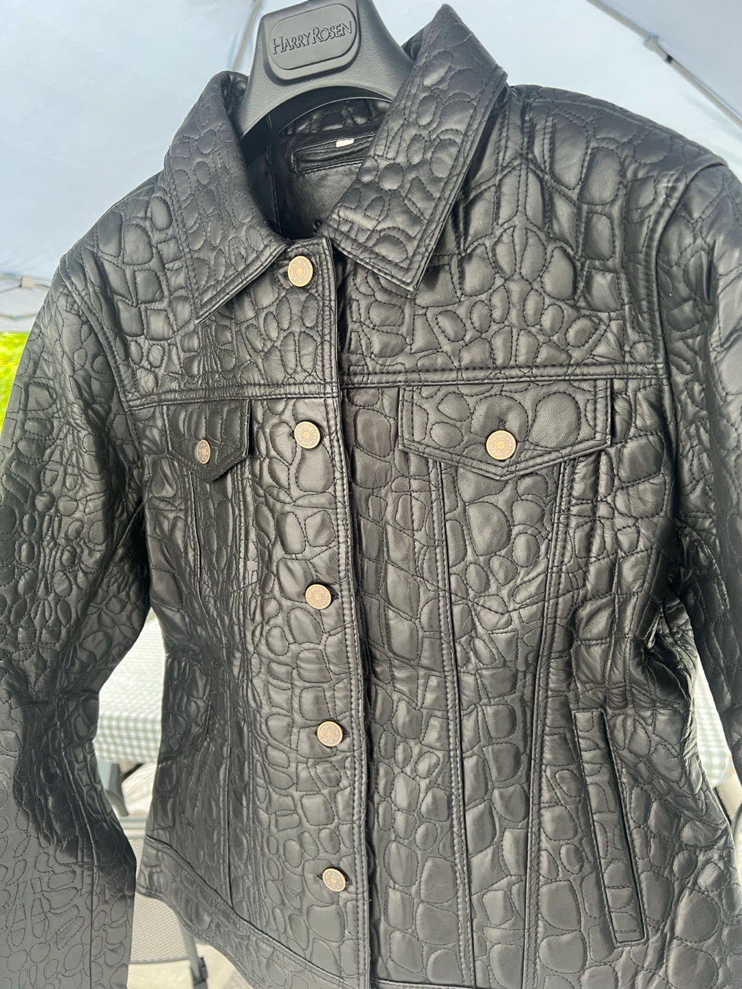 Black Textured Leather Jacket