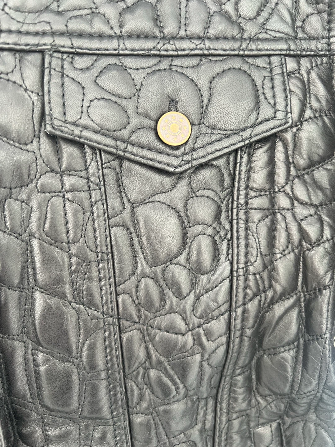 Black Textured Leather Jacket - photo 2